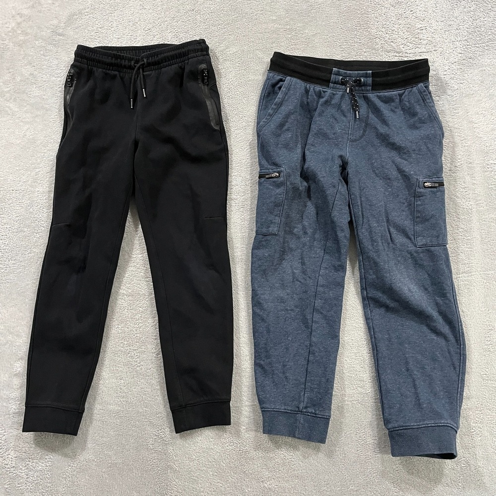 Old Navy Jogger Pants Boys Large Black Blue Dynamic Fleece‎ Sweatpants Lot Of 2